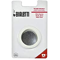Bialetti Set Ricambi 3 Guarnizioni con 1 Filtro per Moka- 6 Tazze- Alluminio- Bianco
